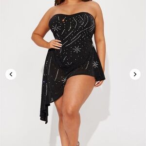 Fashion Nova Black Dress with Silver Star Embellishments